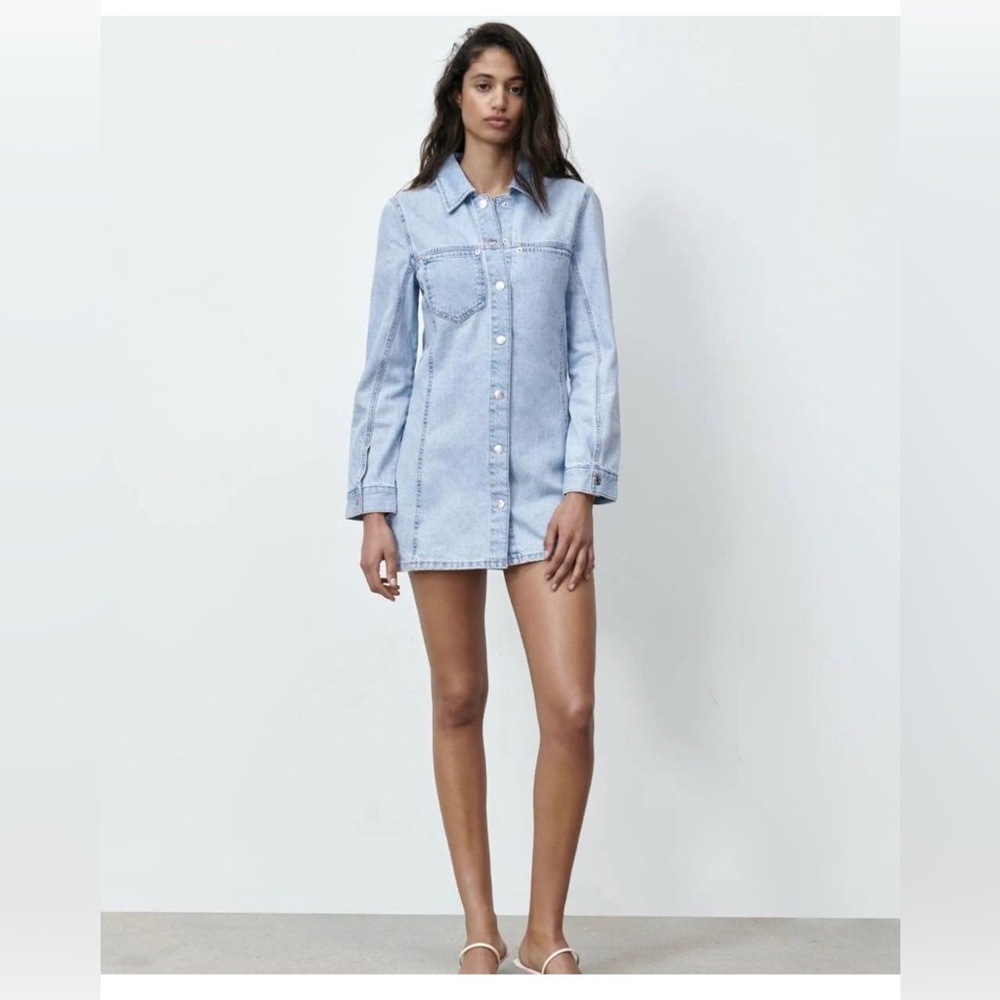 Zara Light Blue Denim Mini Dress
